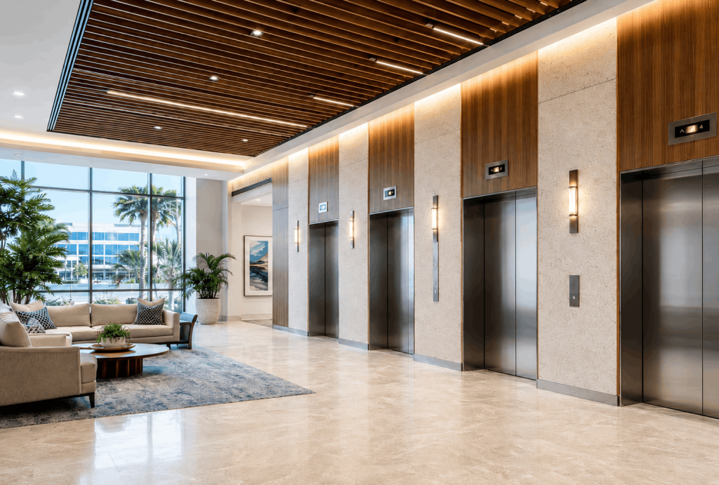 4 Elevators in a Lobby